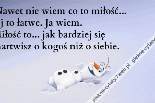 Nawet nie wiem co to miłość. -Ej to łatwe. Ja wiem. Miłość to... jak bardziej się martwisz o kogoś niż o siebie.