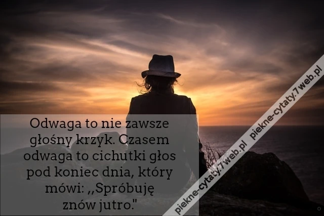 Odwaga to nie zawsze głośny krzyk. Czasem odwaga to cichutki głos pod koniec dnia, który mówi: ,,Spróbuję znów jutro.&quot;