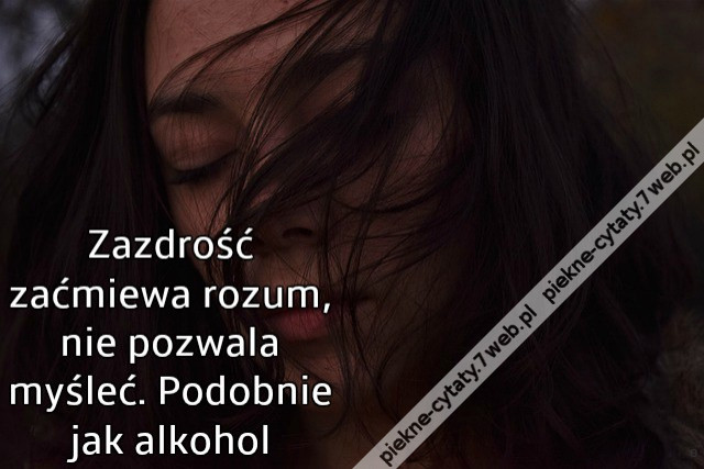 Zazdrość zaćmiewa rozum, nie pozwala myśleć. Podobnie jak alkohol