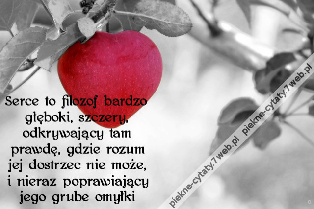Serce to filozof bardzo głęboki, szczery, odkrywający tam prawdę, gdzie rozum jej dostrzec nie może, i nieraz poprawiający jego grube omyłki