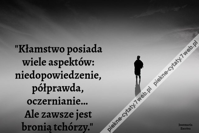 &quot;Kłamstwo posiada wiele aspektów: niedopowiedzenie, półprawda, oczernianie… Ale zawsze jest bronią tchórzy.&quot;