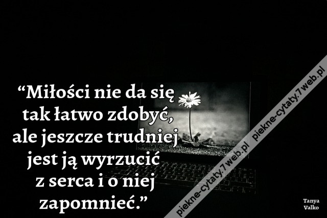 “Miłości nie da się tak łatwo zdobyć, ale jeszcze trudniej jest ją wyrzucić z serca i o niej zapomnieć.”
