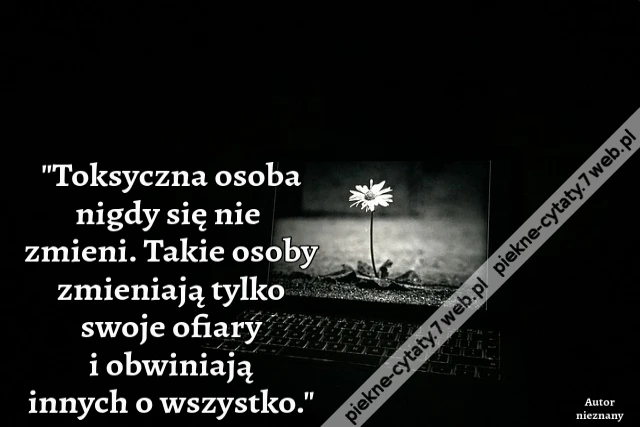 Toksyczna osoba nigdy się nie zmieni. Takie osoby zmieniają tylko swoje ofiary i obwiniają innych o wszystko.