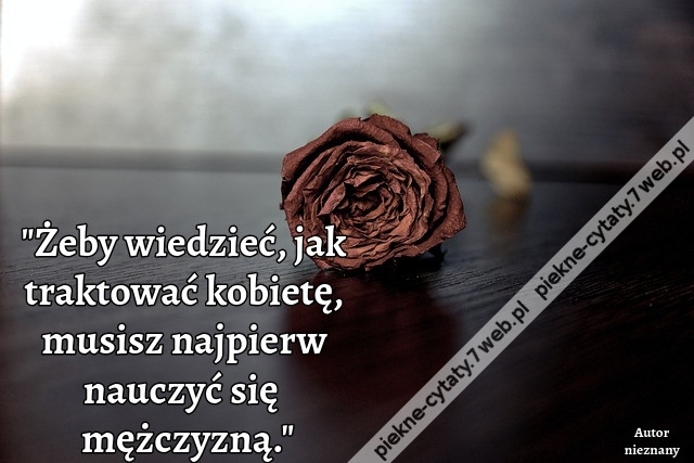 &quot;Żeby wiedzieć, jak traktować kobietę, musisz najpierw nauczyć się być mężczyzną.&quot;