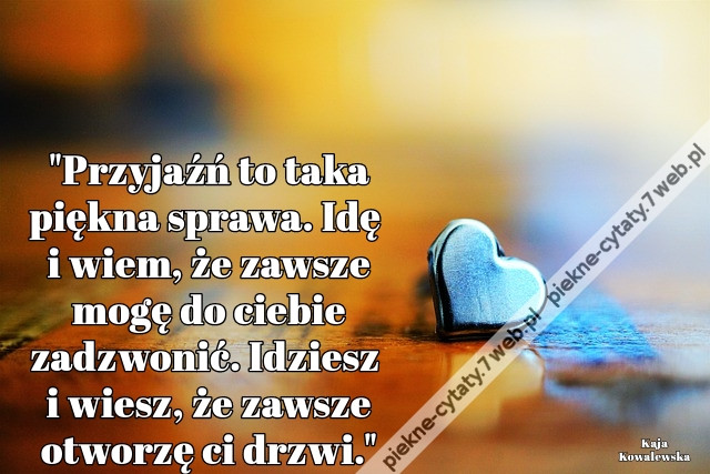 &quot;Przyjaźń to taka piękna sprawa. Idę i wiem, że zawsze mogę do ciebie zadzwonić. Idziesz i wiesz, że zawsze otworzę ci drzwi.&quot;