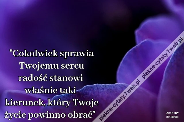 &quot;Cokolwiek sprawia Twojemu sercu radość stanowi właśnie taki kierunek, który Twoje życie powinno obrać&quot;