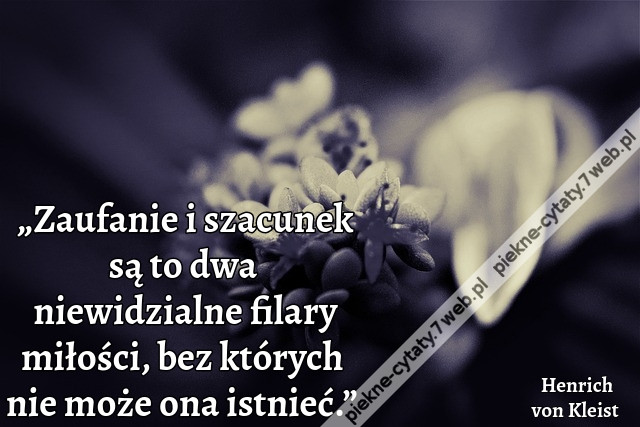 „Zaufanie i szacunek są to dwa niewidzialne filary miłości, bez których nie może ona istnieć.”