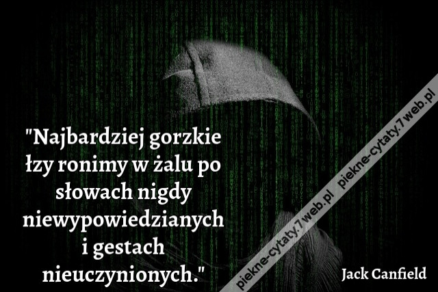&quot;Najbardziej gorzkie łzy ronimy w żalu po słowach nigdy niewypowiedzianych i gestach nieuczynionych.&quot;