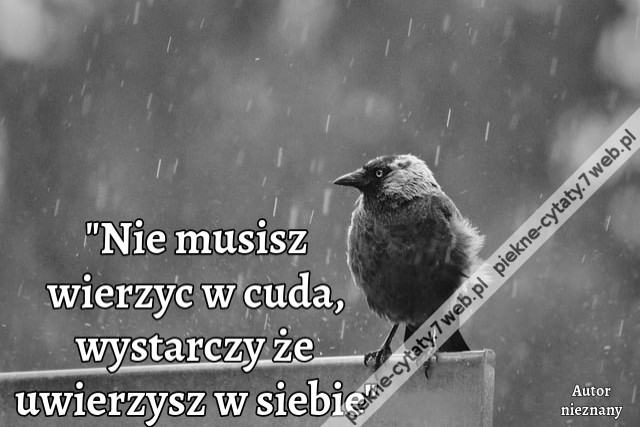 &quot;Nie musisz wierzyc w cuda, wystarczy że uwierzysz w siebie&quot;