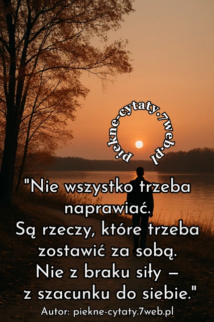 "Nie wszystko trzeba naprawiać. Są rzeczy, które trzeba zostawić za sobą. Nie z braku siły - z szacunku do siebie"