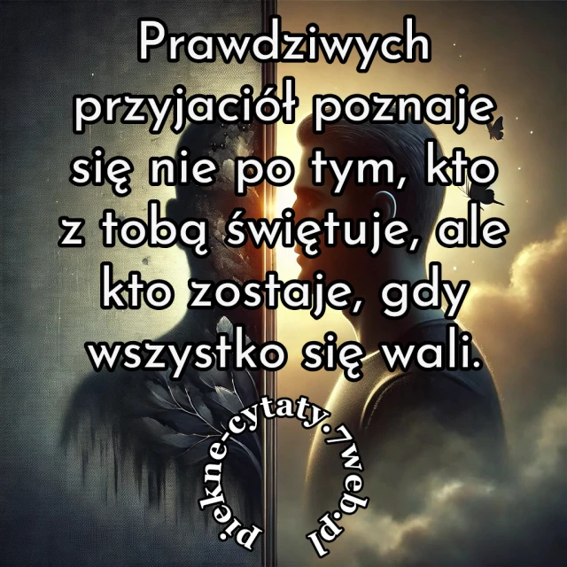 "Prawdziwych przyjaciół poznaje się nie po tym, kto z Tobą świętuje, ale kto zostaje, gdy wszystko się wali"