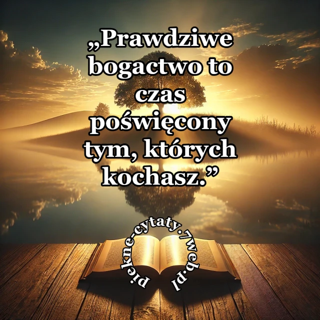 "Prawdziwe bogactwo to czas poświęcony tym, których kochasz"