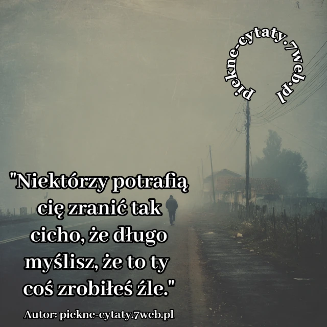 Niektórzy potrafią cię zranić tak cicho, że długo myślisz, że to ty coś zrobiłeś źle.