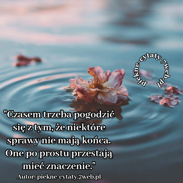 Czasem trzeba pogodzić się z tym, że niektóre sprawy nie mają końca. One po prostu przestają mieć znaczenie.