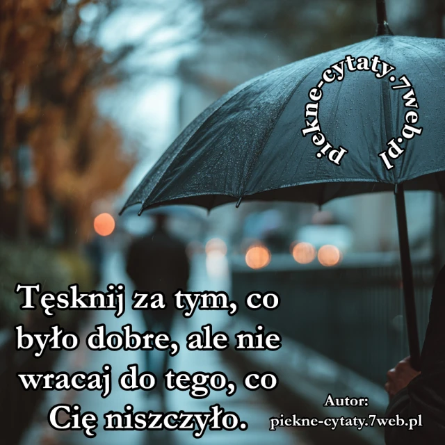 Tęsknij za tym, co było dobre, ale nie wracaj do tego, co Cię niszczyło.