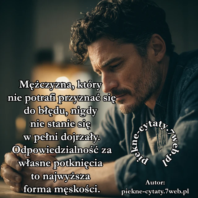 Mężczyzna, który nie potrafi przyznać się do błędu, nigdy nie stanie się w pełni dojrzały. Odpowiedzialność za własne potknięcia to najwyższa forma męskości.